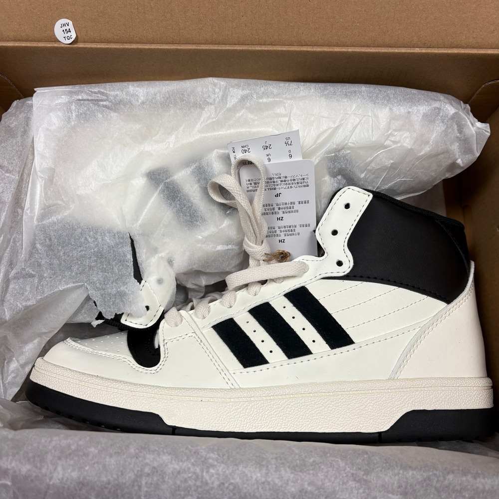 Adidas Break Start Mid Top Women 7.5 Basketball Sneakers White Black Court New - Picture 13 of 16